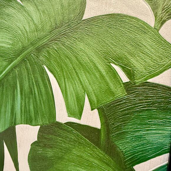 Framed Versace Wallpaper Art Giungla Palm Leaves Monstera Green Cream Black - Picture 4 of 5